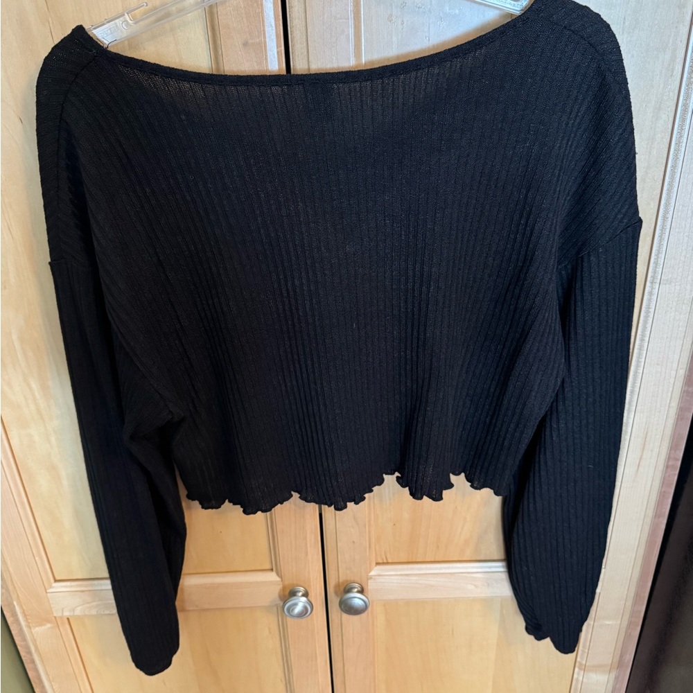 SHEIN Black Ribbed Off Shoulder Crop Top - Picture 8 of 12